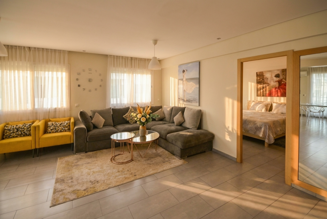 Contemporary Living Room with Adjacent Bedroom Contemporary Living Room with Adjacent Bedroom