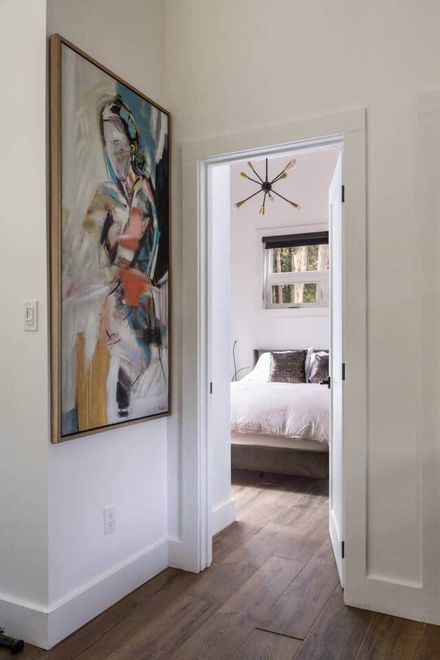 Luxury bedroom at Camp Creek Natures Acres in Grey County with high-end linens and cozy design