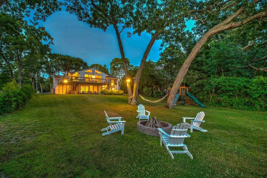 Gather around the fire pit.