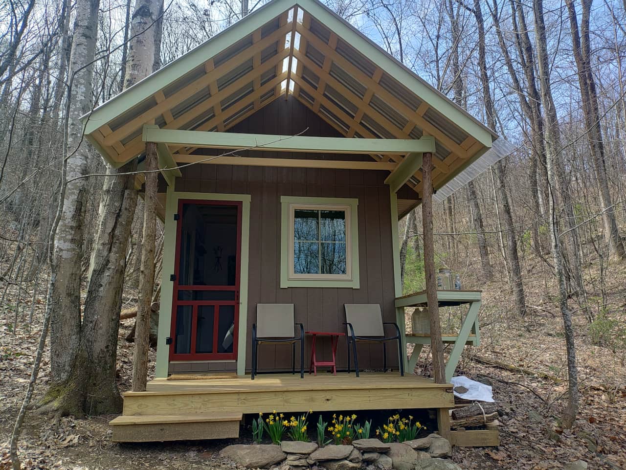 Winter view of the cabin