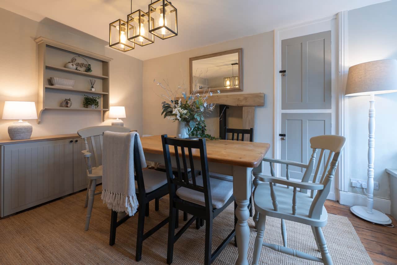 Dining table and chairs at Tegfryn holiday cottage