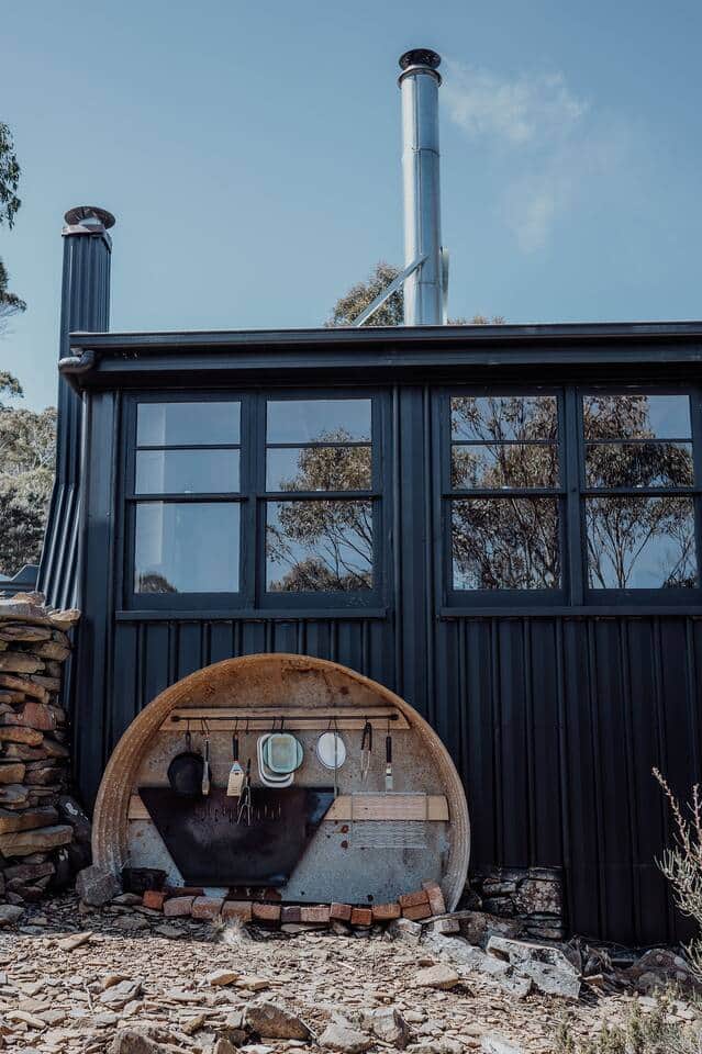 The Camp kitchen at the rear of the property just next to the fire pit and grill for cooking and roasting marshmallows.