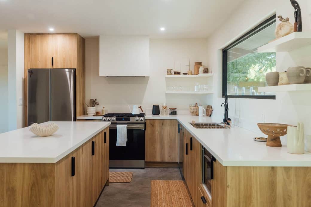 Fully-functional kitchen with all modern appliances, 'Our Place' pots and pans, plenty of plates, bowl, glassware, cutlery, triple-filtered RO water system and organic coffee and tea station. Fully-functional kitchen with all modern appliances, 'Our Place' pots and pans, plenty of plates, bowl, glassware, cutlery, triple-filtered RO water system and organic coffee and tea station.
