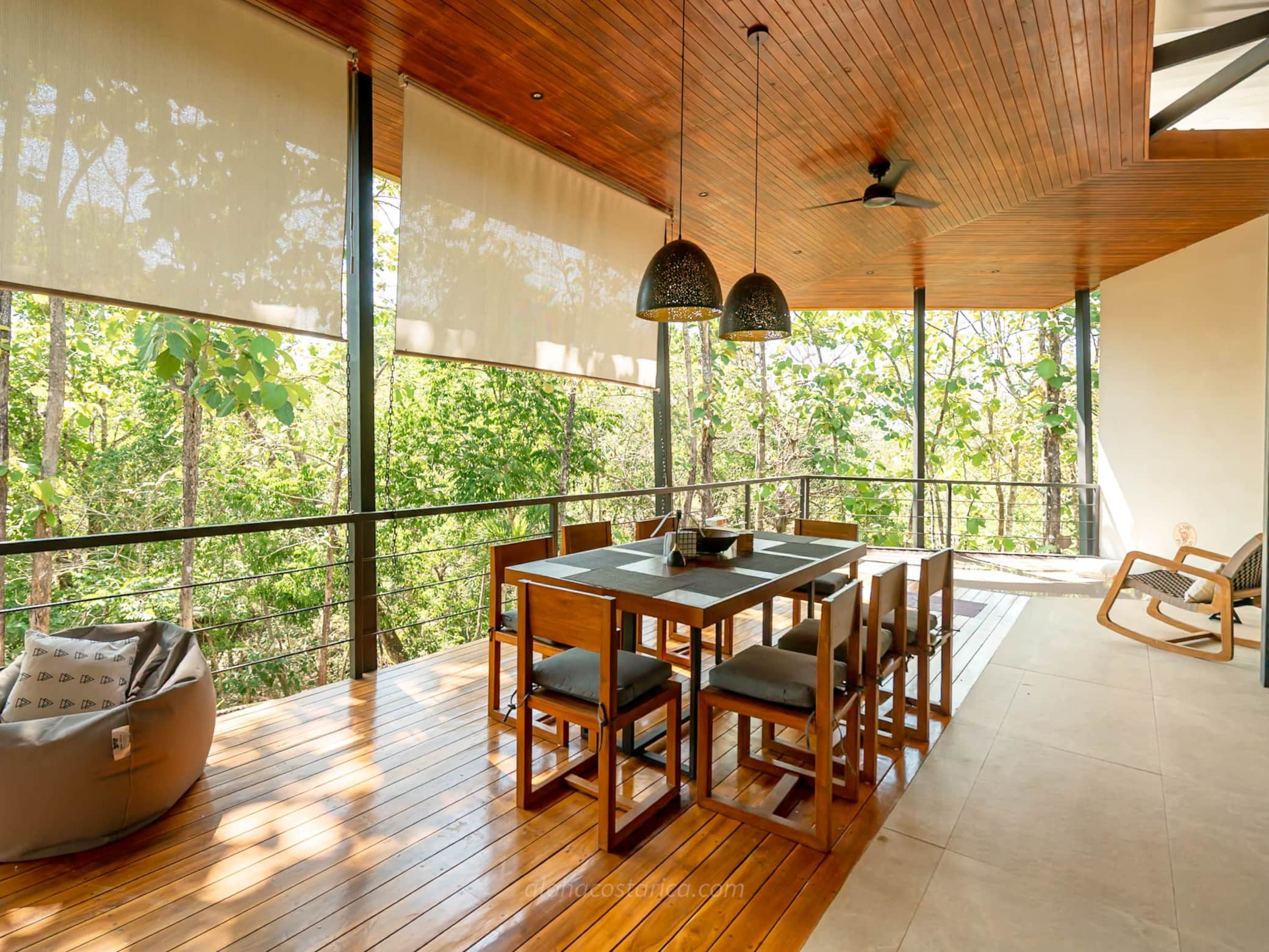 Open-air jungle terrace at Casa Aloha in Montezuma, Costa Rica