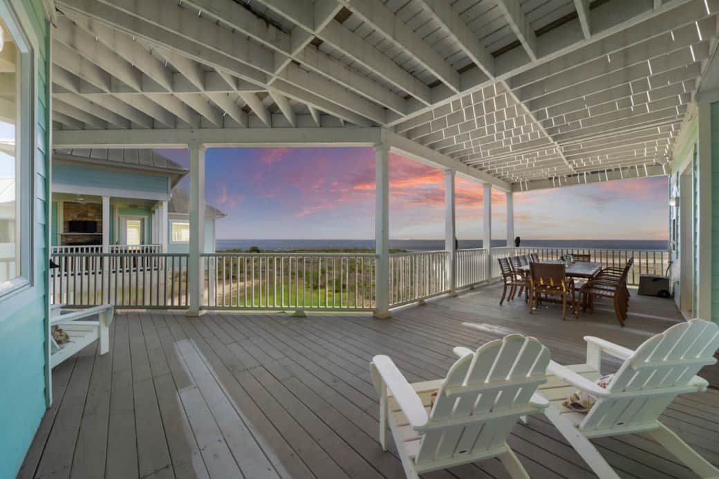 Decks providing multiple areas for relaxing