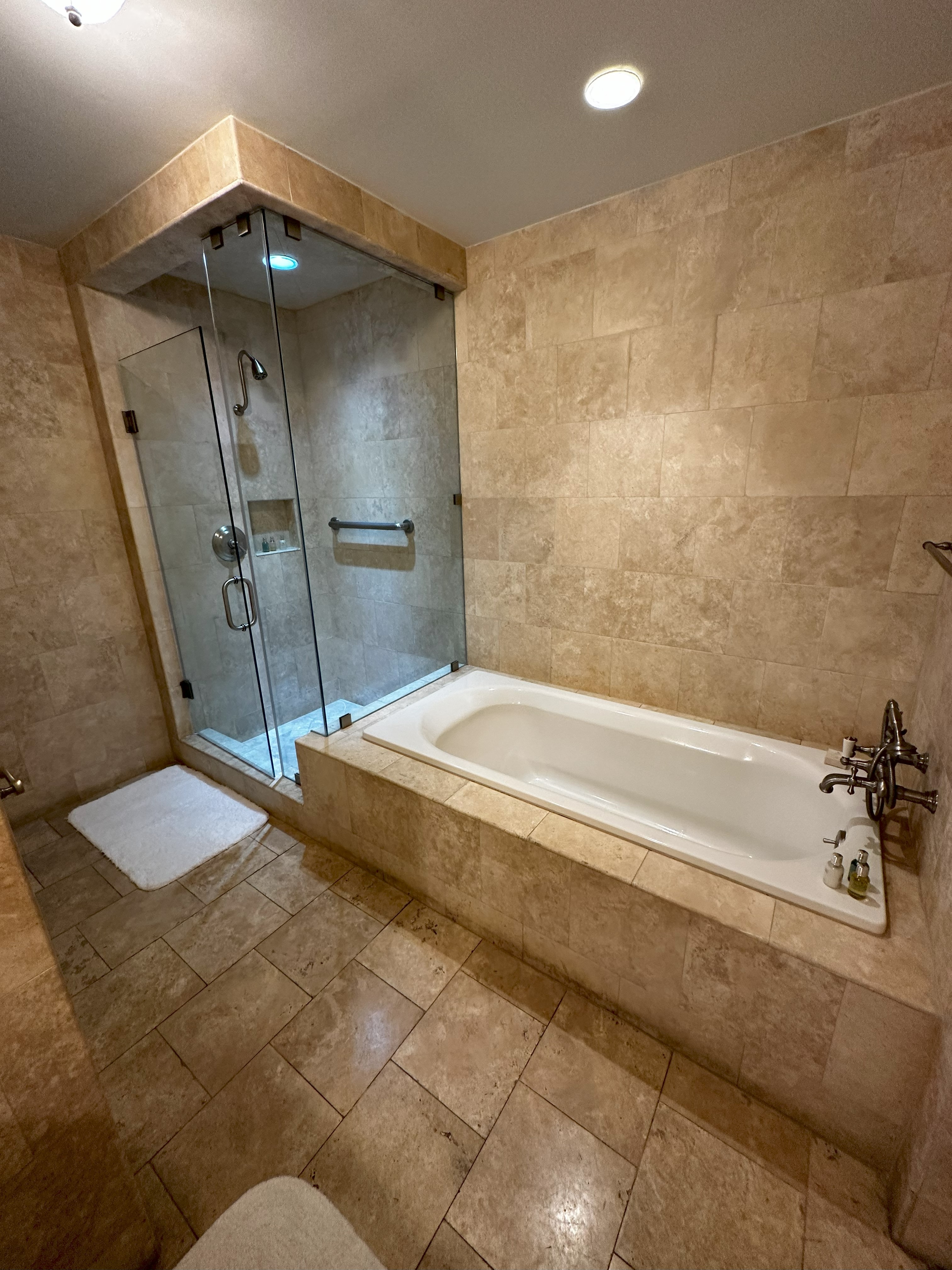 Master bathroom with deep tub