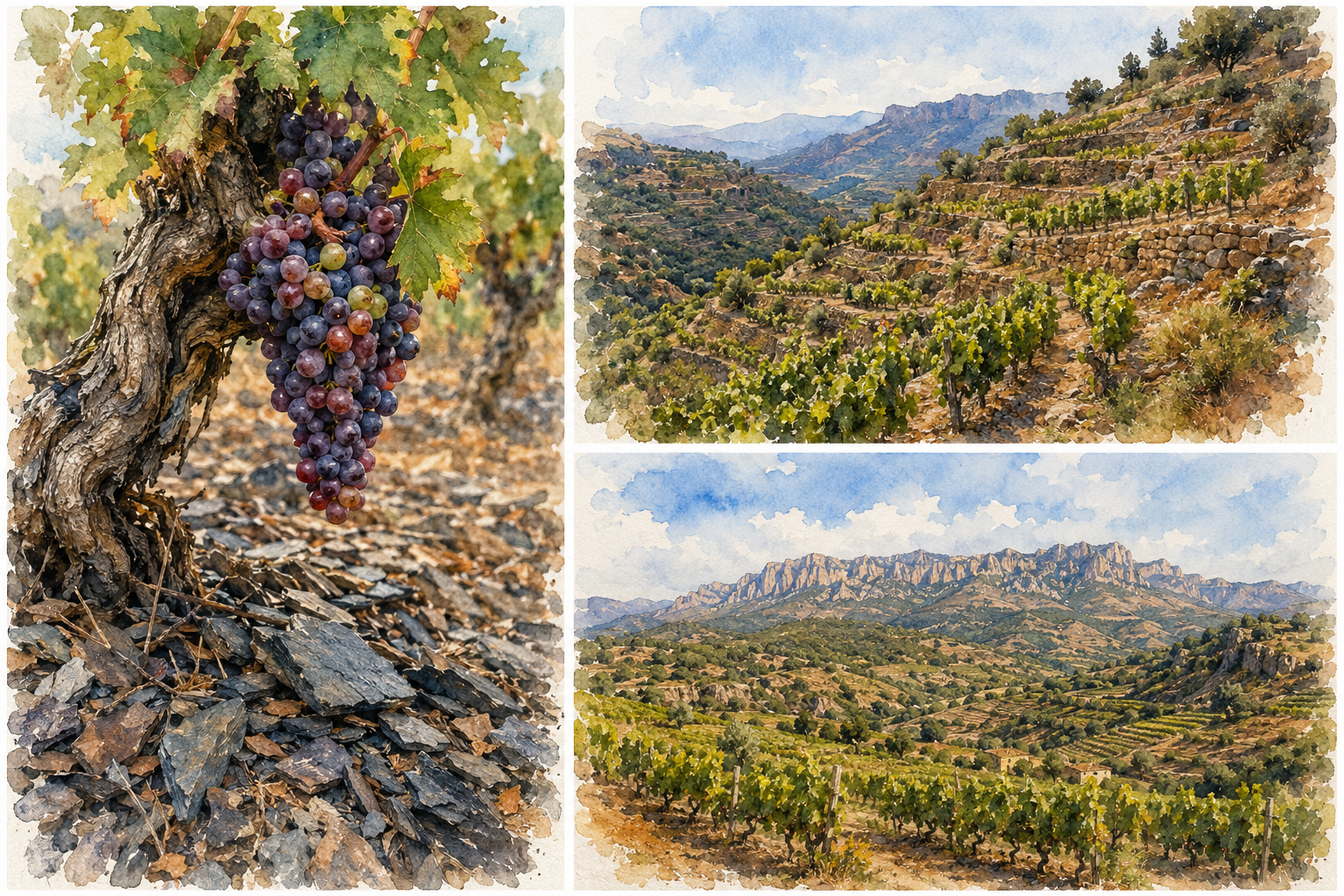 Watercolor vineyards of Priorat