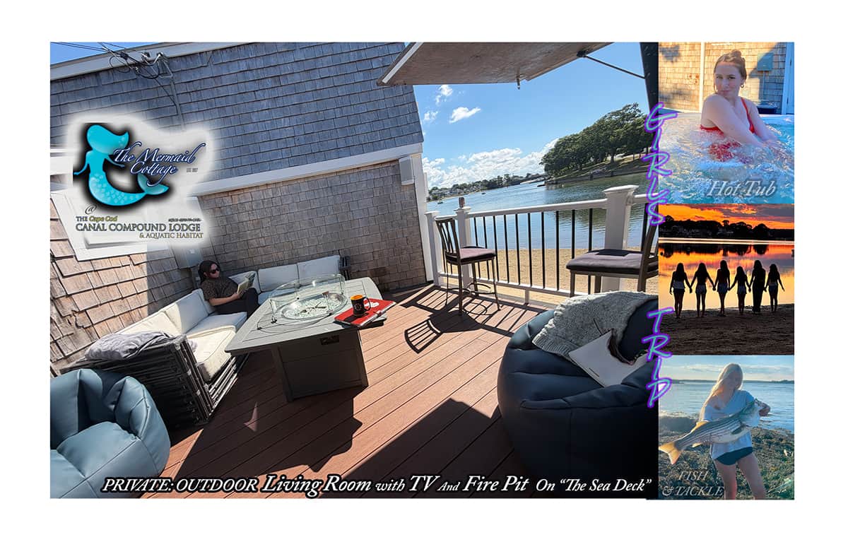 Private Outdoor Living Room w/ TV & Fire Pit on "The Sea Deck" - Hot Tub - Fish&Tackle - Girls Trip