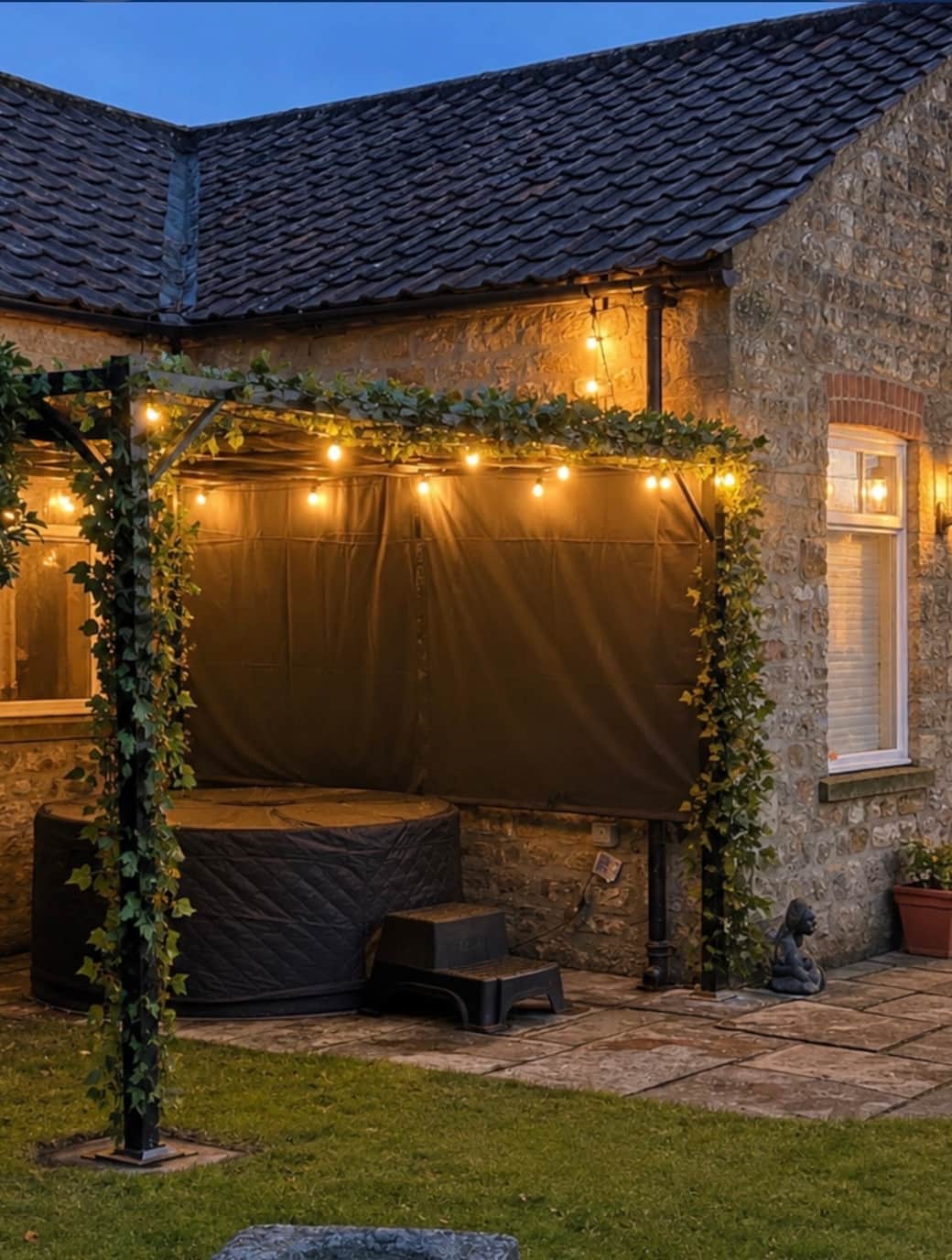 Covered hot tub