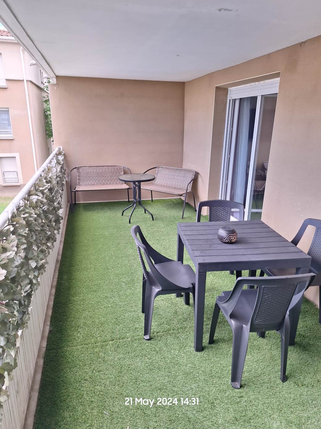 Balcony overlooking pool