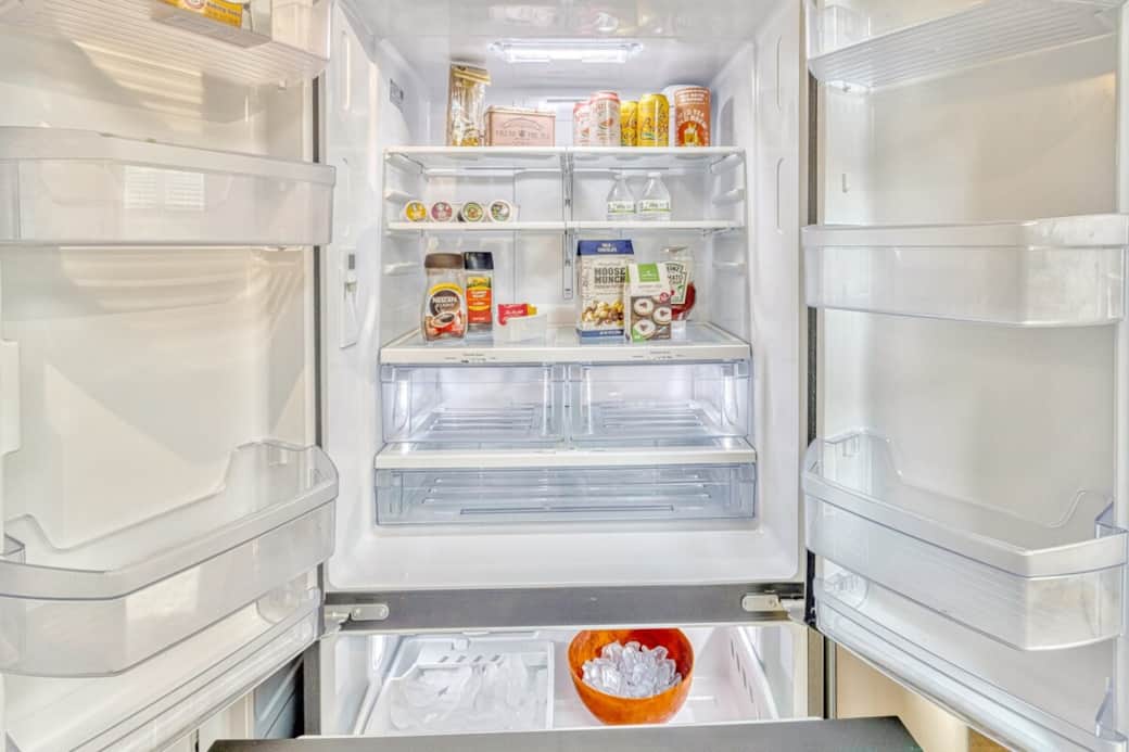 Pull out freezer, water filter and ice maker.  