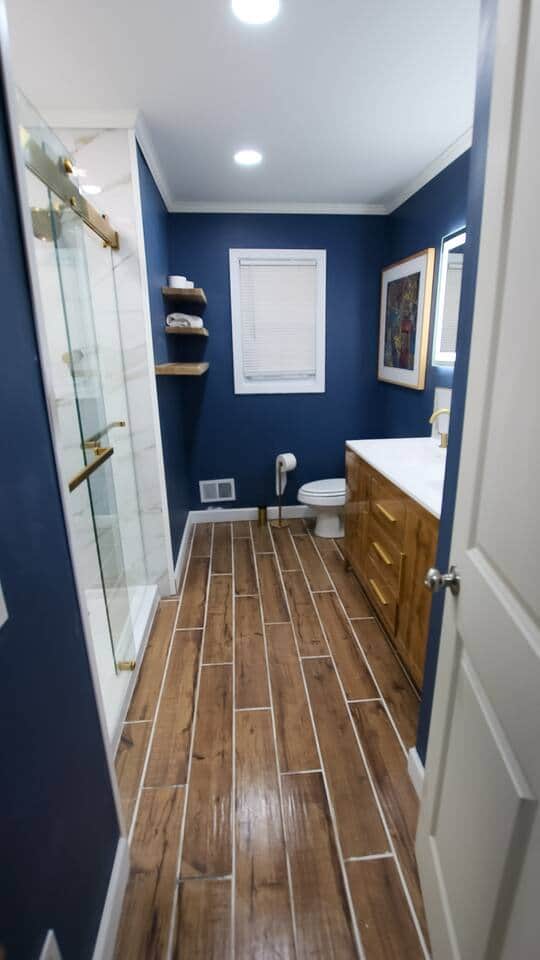 (Bathroom 1 ) 60 ' inch Shower with a 2 double vanity sink and 60' inch LED Mirror (Bathroom 1 ) 60 ' inch Shower with a 2 double vanity sink and 60' inch LED Mirror