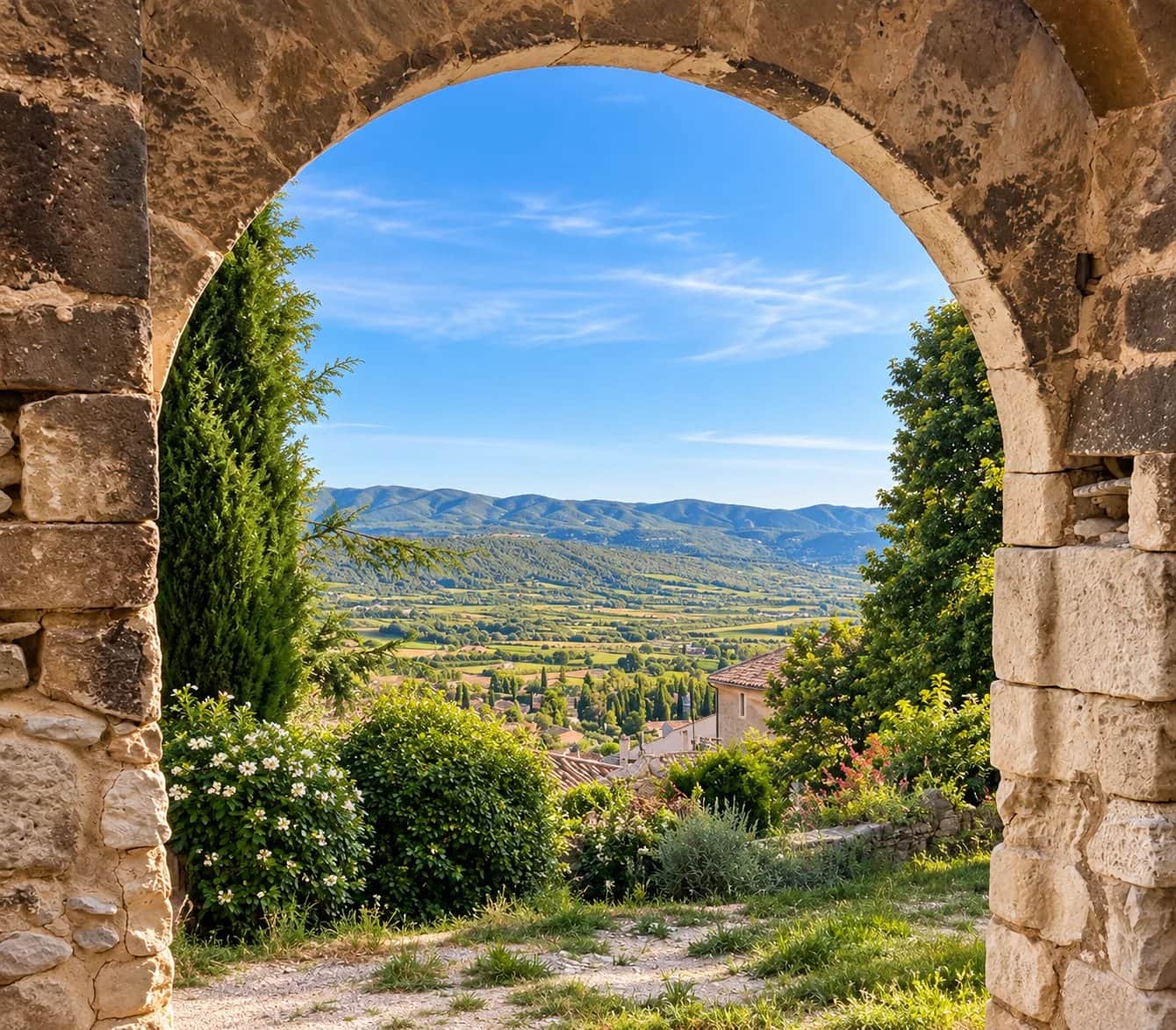 View of the Luberon from the fortification of Saint Saturnin les Apt