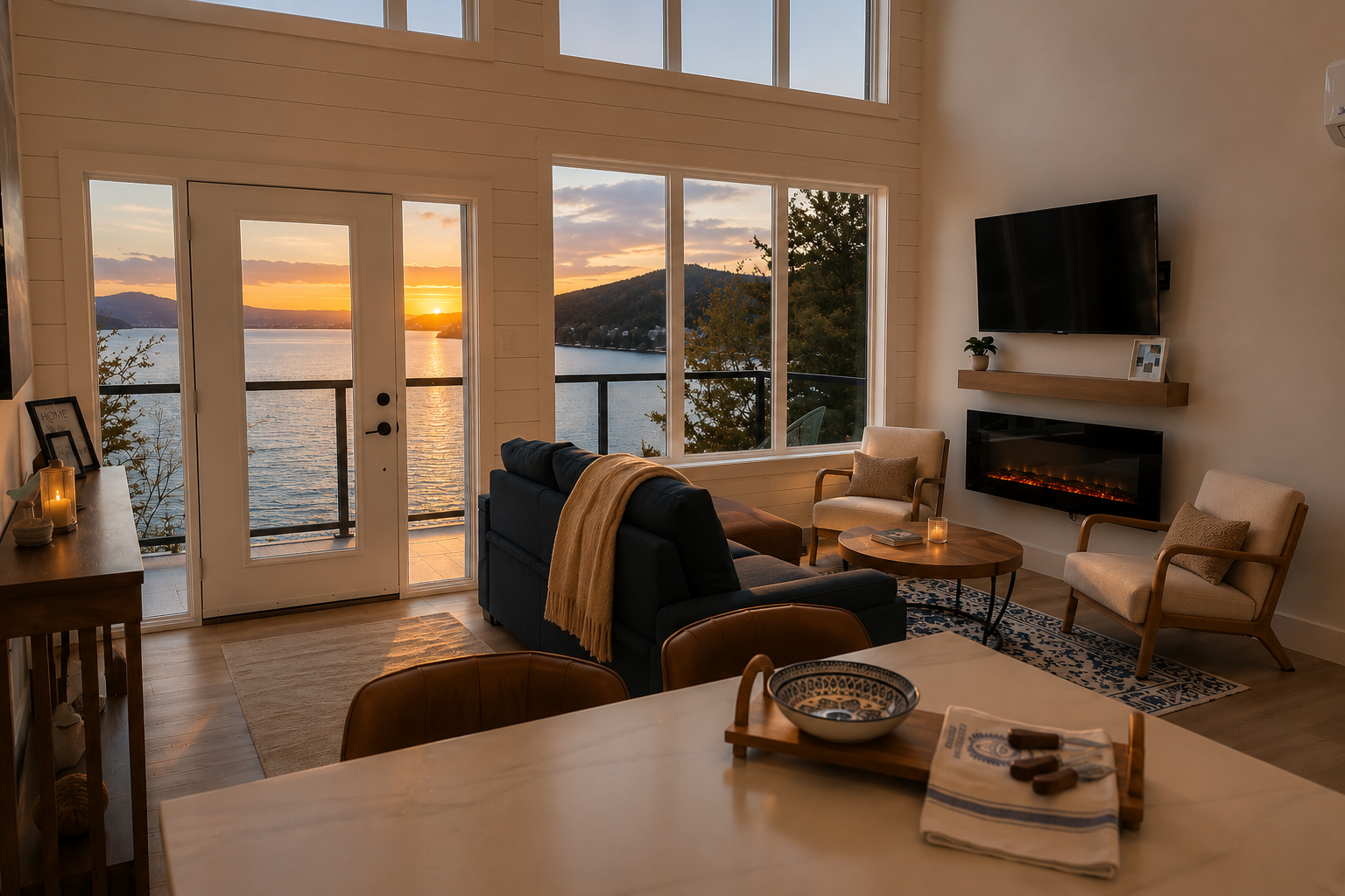 Waterfront cottage interior overlooking Placentia Bay
