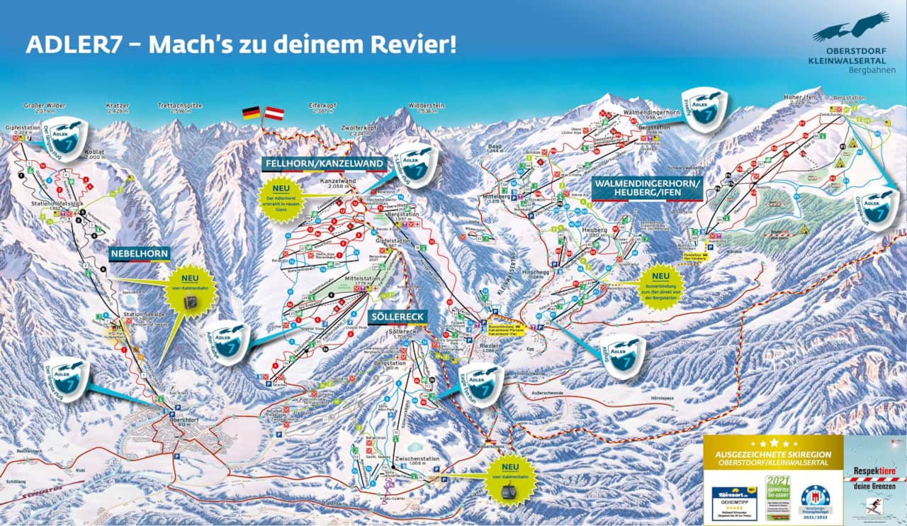 Viel Auswahl bieten die Skigebiete zwischen Oberstdorf und Kleinwalsertal.