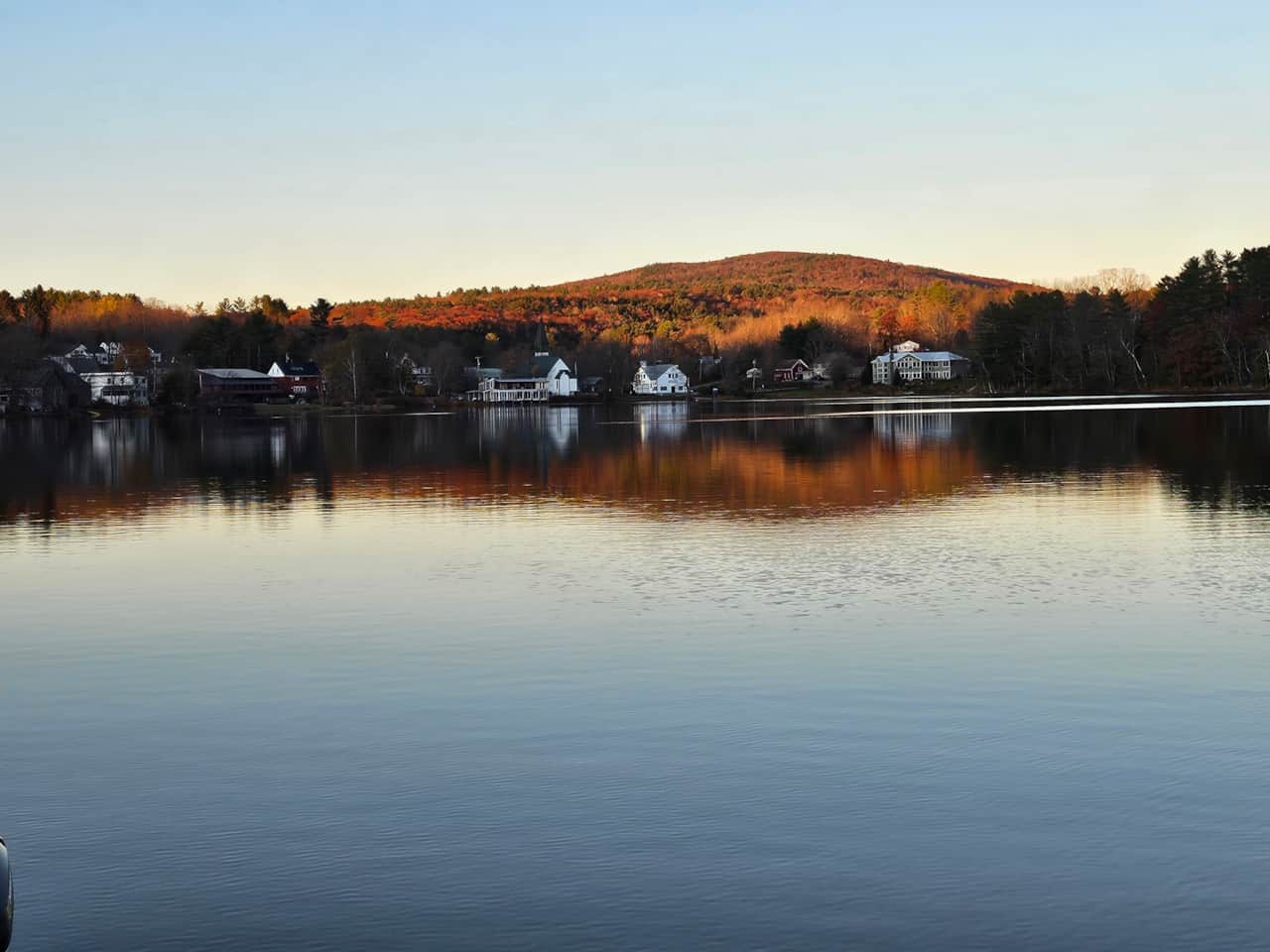 Fall sunset over Minnehonk Lake