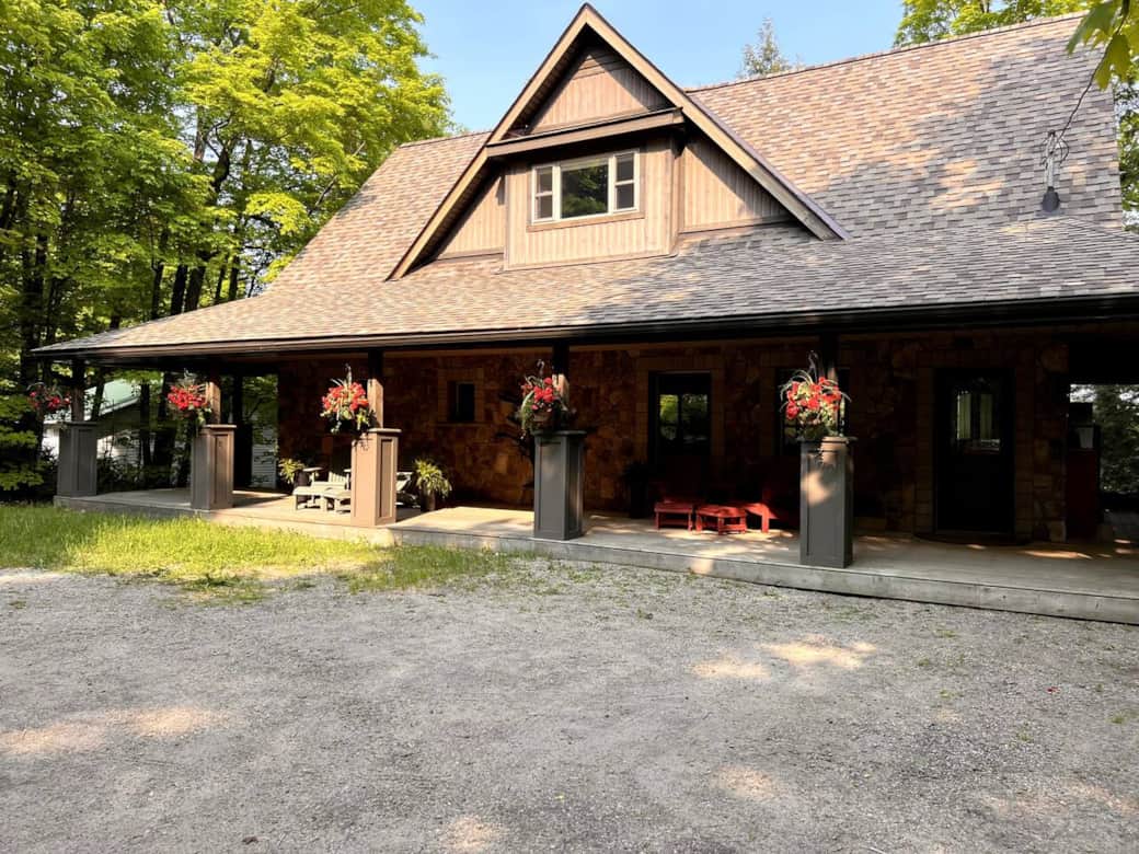 The driveway has space for four cars. 