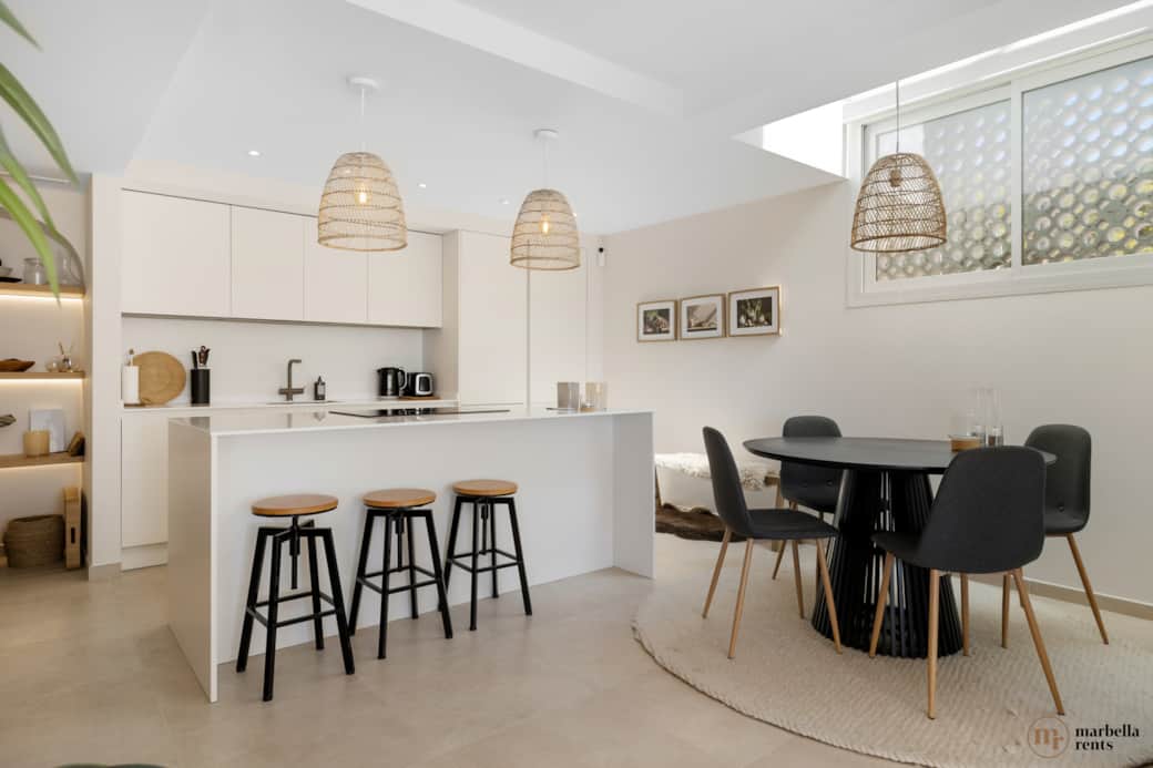 Breakfast bar and private dining area.
