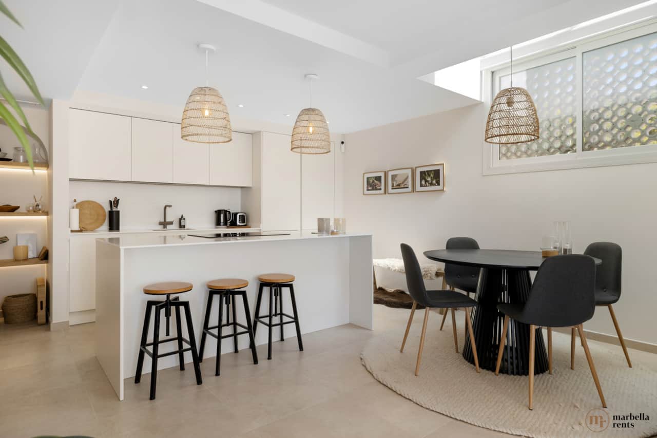 Breakfast bar and private dining area.