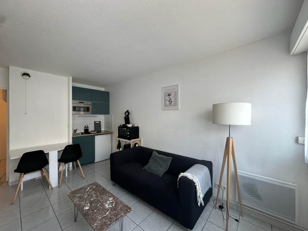 living room, sofa, kitchen, chair, desk