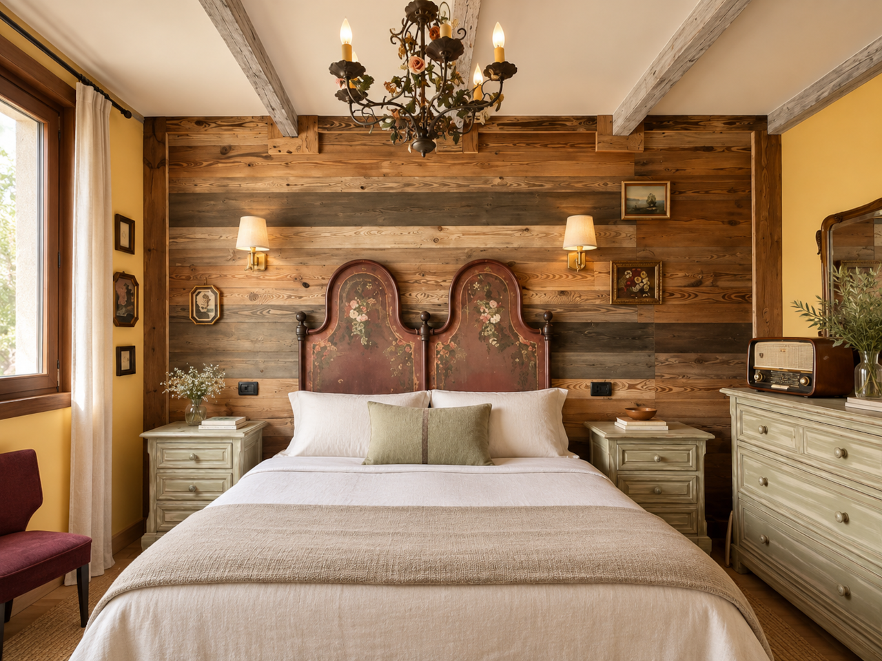 Chambre rustique chaleureuse et élégante