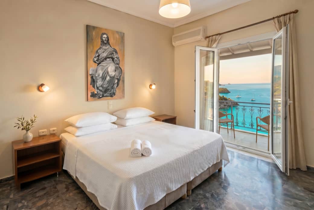 Platakia blu apartment 03 primary bedroom sea view Platakia blu apartment 03 primary bedroom sea view