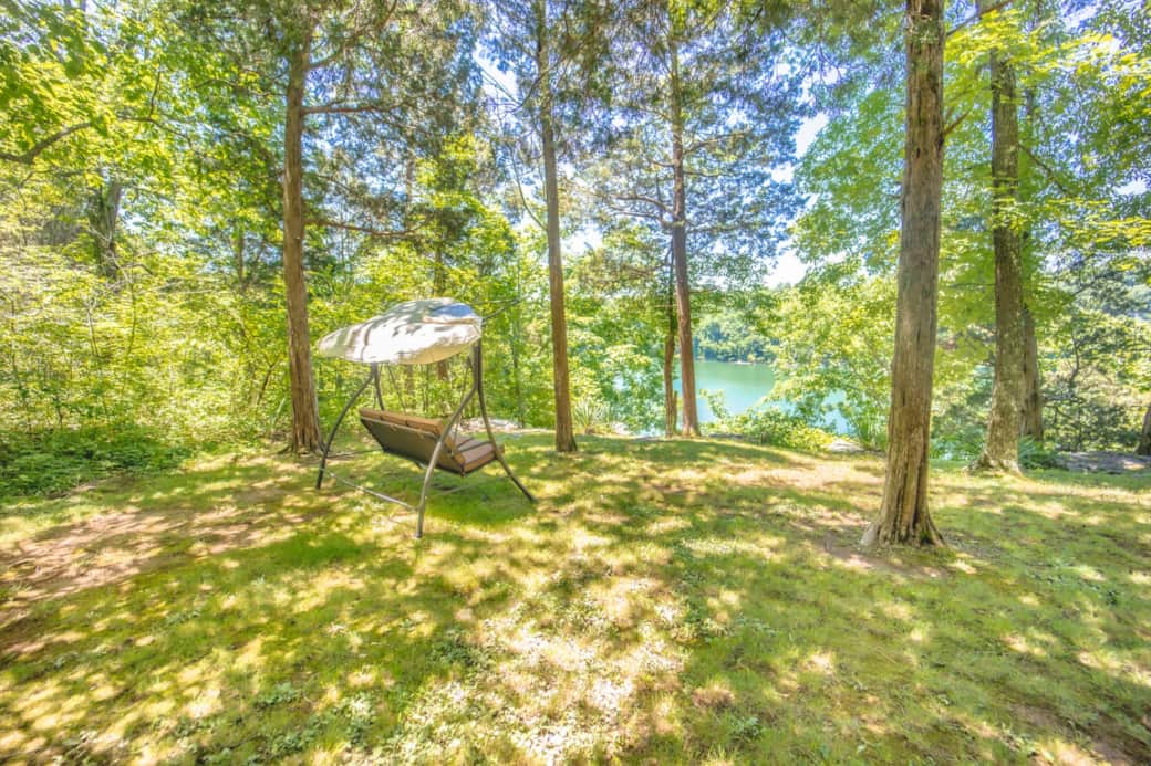 Behind the house, overlooking the water Behind the house, overlooking the water