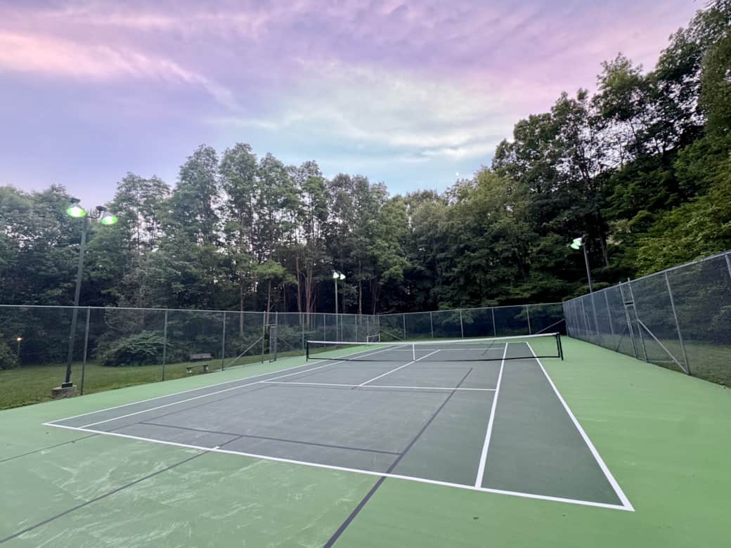 Tennis court with two pickle ball courts