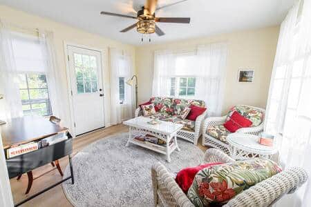 The sunroom off of the 1st floor bedroom brings in wonderful light in the morning.  