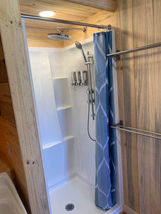 ADA compliant shower with extra shower head height.