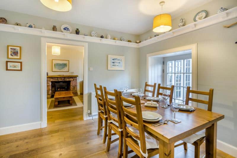 Dining hall with door to garden