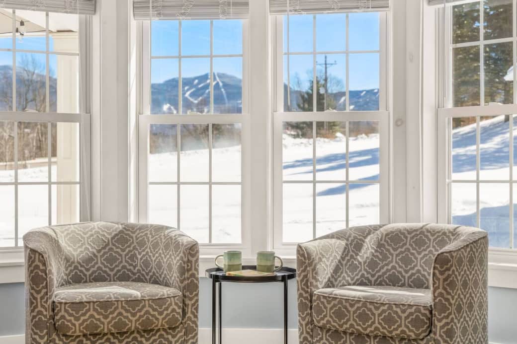 This cozy nook with it's rotating chairs allows you to sip your coffee while taking in the mountain views or enjoying the company of other in the open concept living space.