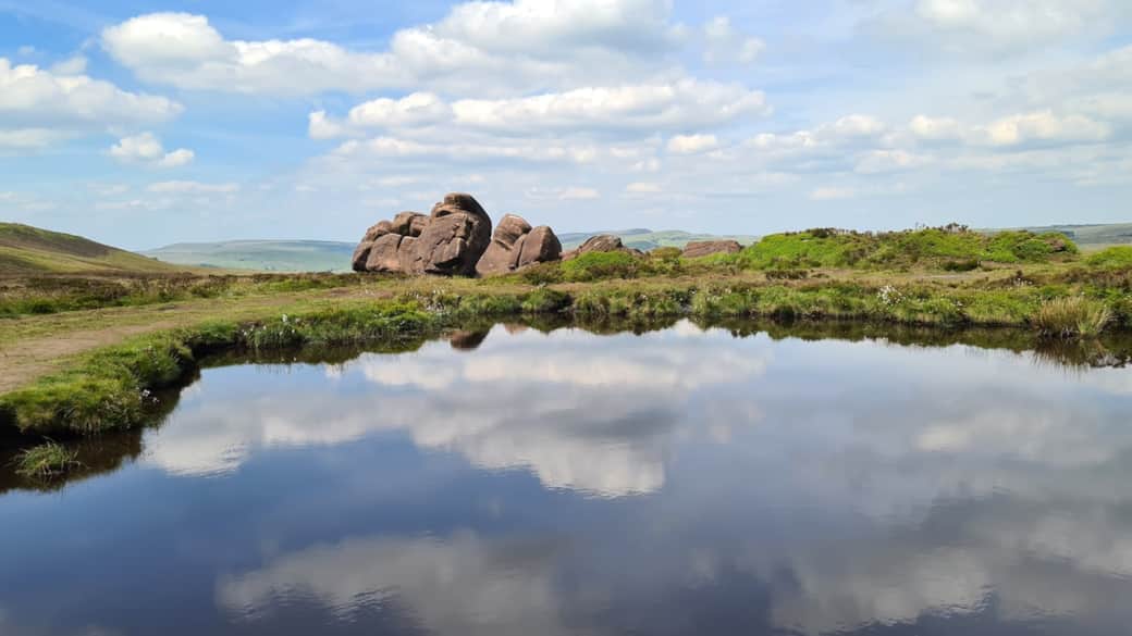 Doxey Pool on top of the Roaches, said to be home to the Jenny Greenteeth - a mermaid.