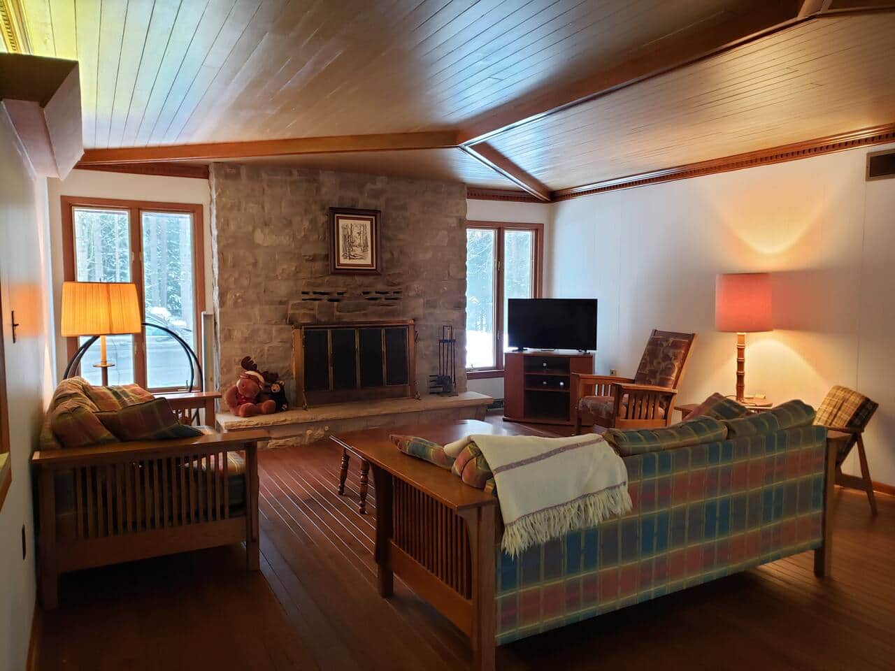 The living room in the cottage is the perfect place to gather at the end of the day