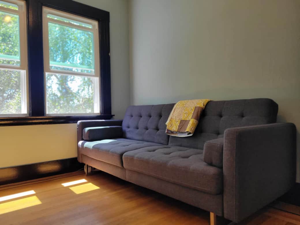 A comfy convertible couch A comfy convertible couch