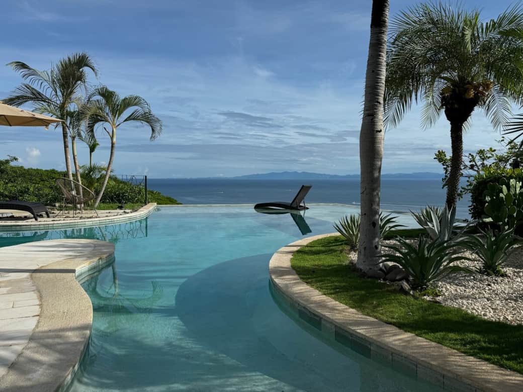 Villa Amor Azul's infinity pool overlooking the Gulf of Papagayo, the Pacific Ocean and Parque Nacional Santa Rosa on the horizon.  