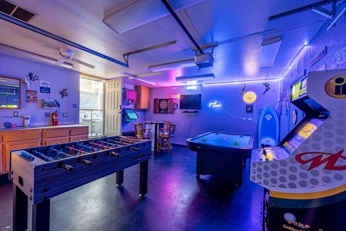 Game On! The Ultimate Game Room Escape non-stop fun in this epic game room! Challenge your crew to arcade classics, battle it out on the air hockey and foosball tables, or aim for a bullseye on the dartboard.