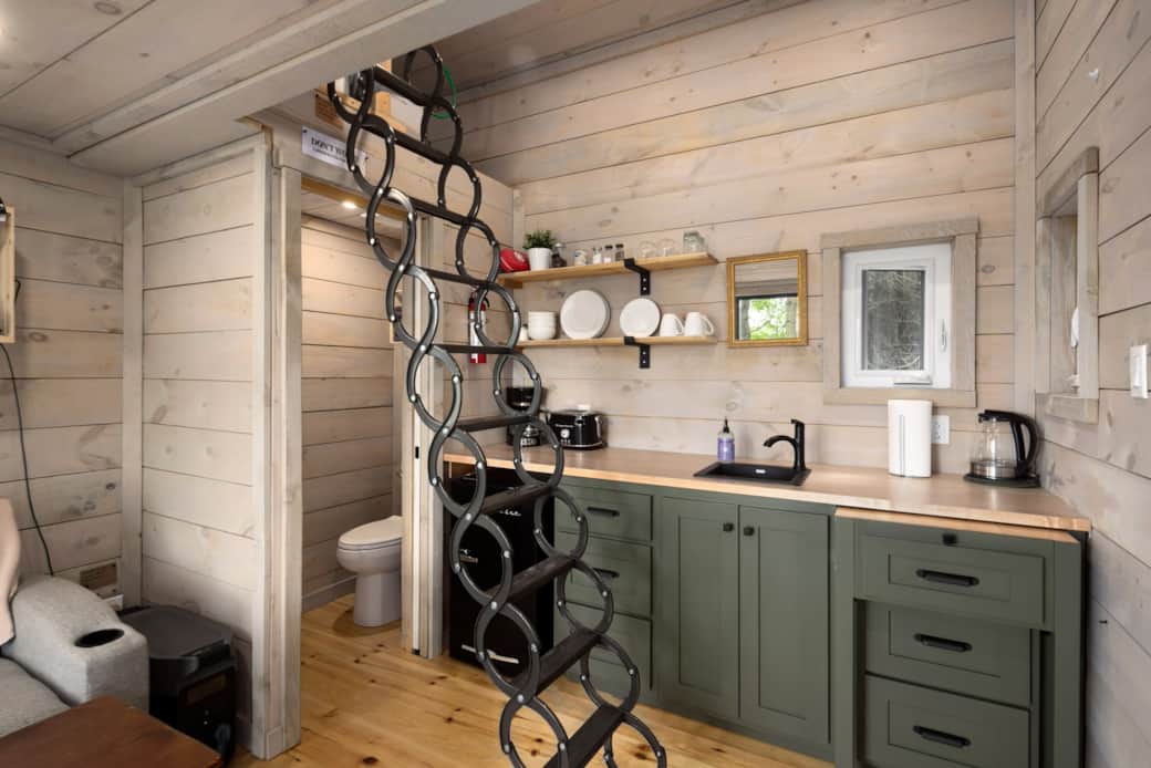 Accordion style stairs to loft area