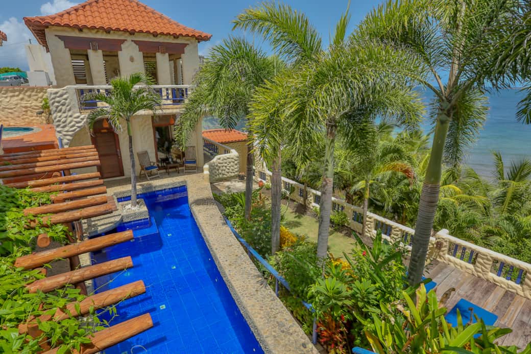 The Breakfast Patio, with the Caribbean Sea in the background