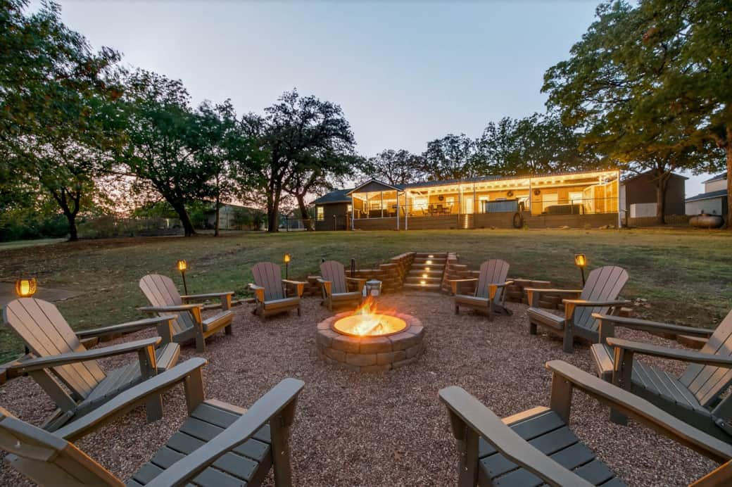Fire pit with view of the deck