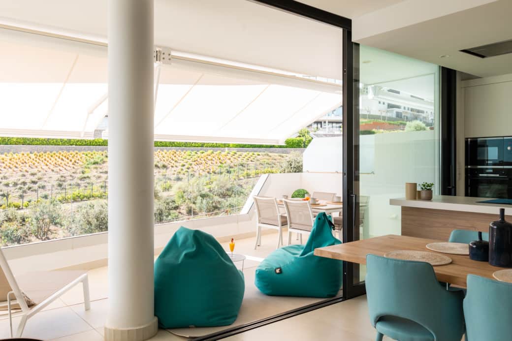 Indoor-outdoor living with open terrace