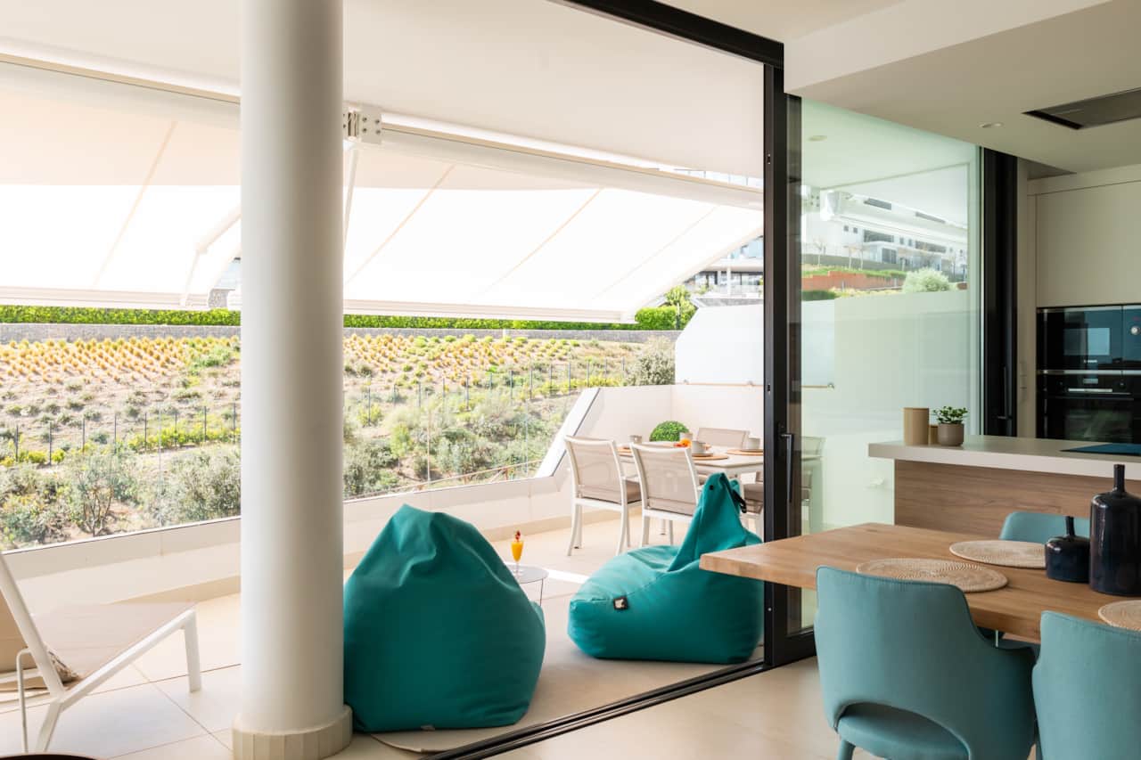 Indoor-outdoor living with open terrace