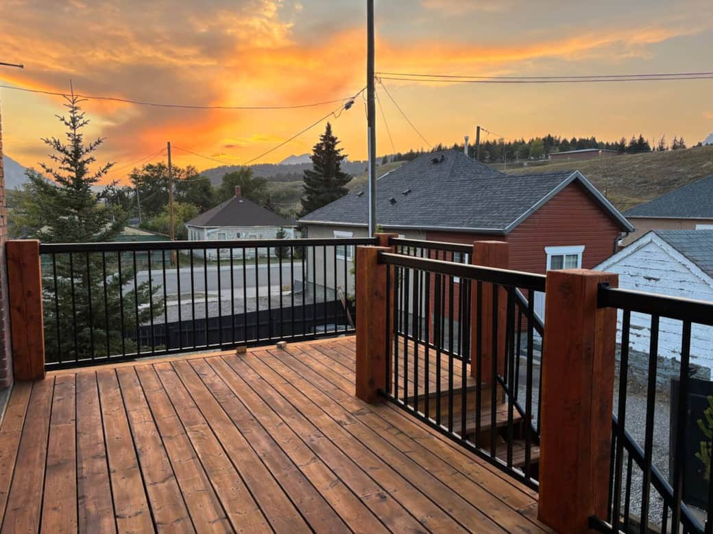 Sip your morning cup of coffee while watching the sun hit the close by mountain peaks