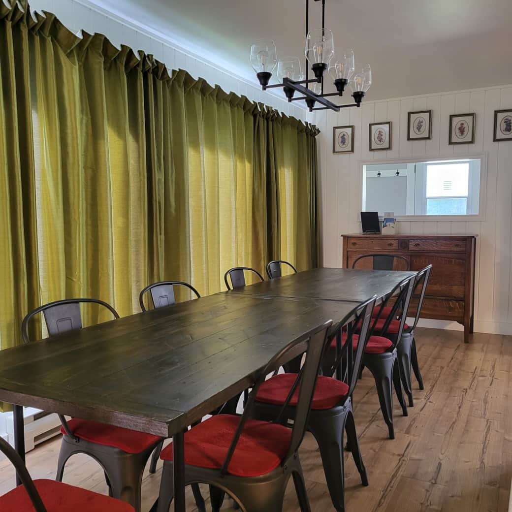 Dining room with harvest table seats 10 Dining room with harvest table seats 10