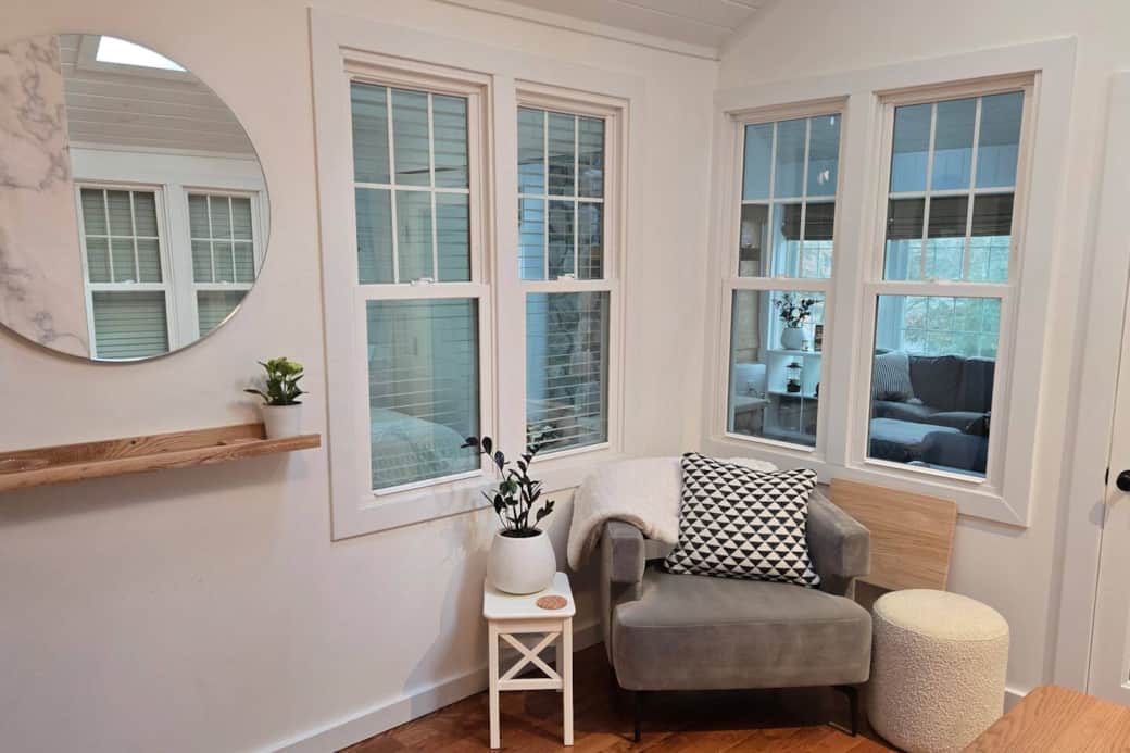 Cozy seating nook near the dining table.