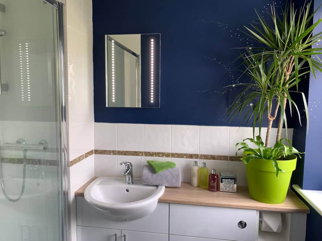 En suite shower room with shampoo, conditioner and body wash. En suite shower room with shampoo, conditioner and body wash.