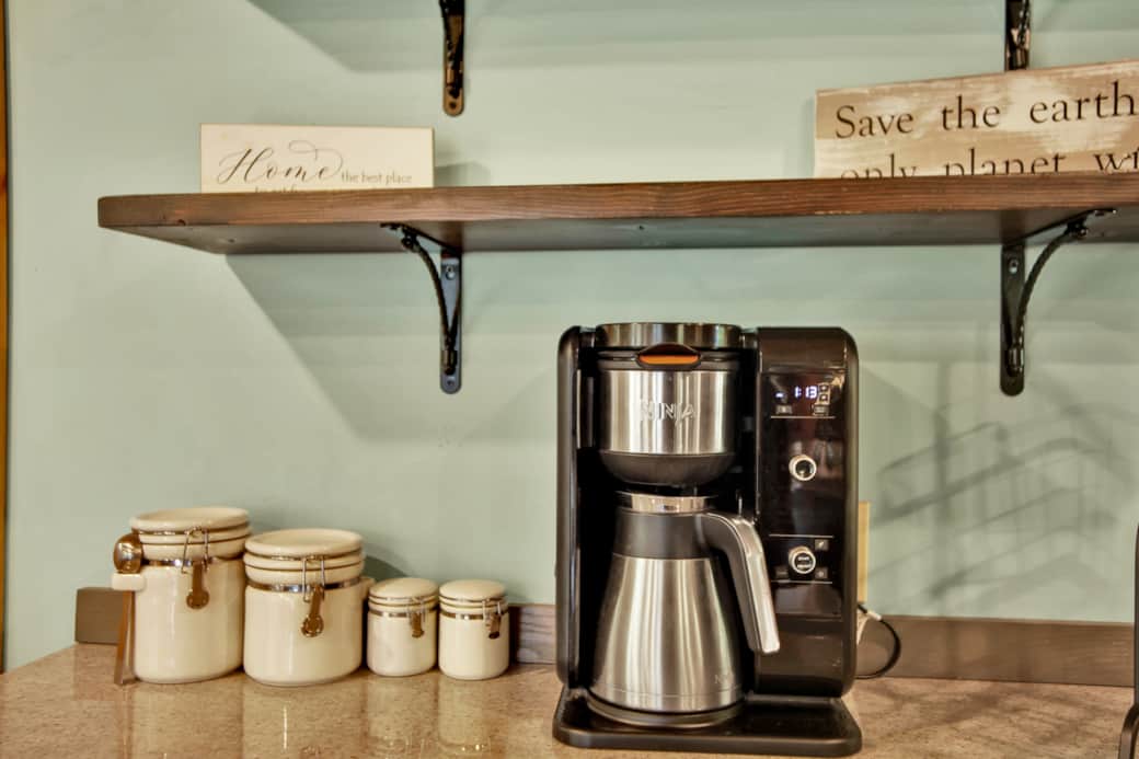 Coffee bar, cone filter, bring your own coffee supplies