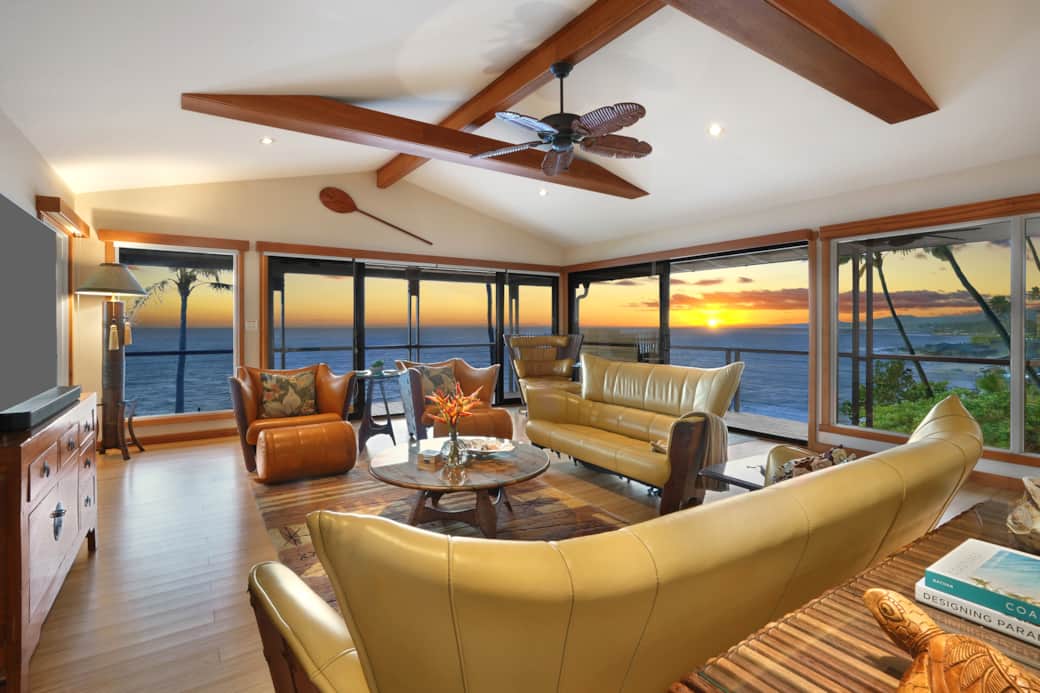Main living room and sunset view Main living room and sunset view