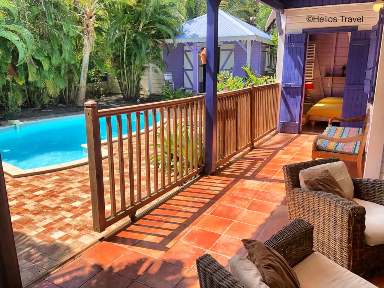 Access to the swimming pool via the terrace