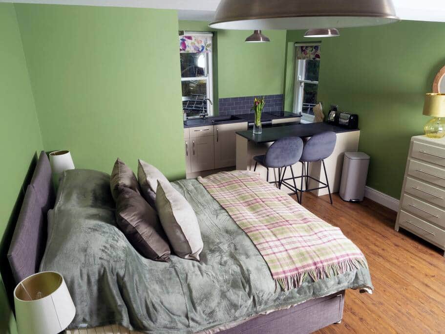 Bed and kitchen corner